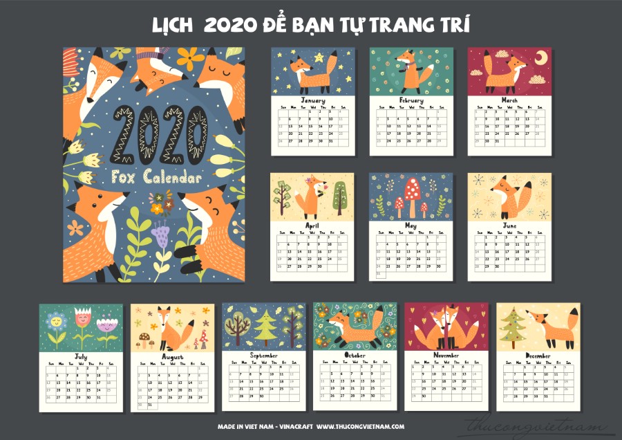 Lịch giấy 2020 mẫu 4